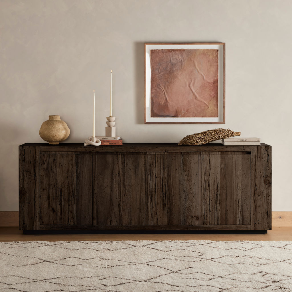 Rustic Sideboard, Ebony Rustic Wormwood Oak