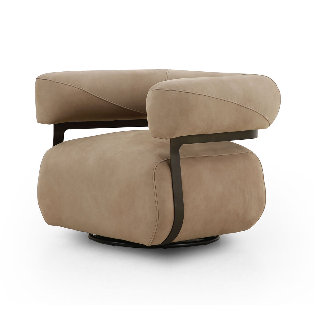 Gareth Swivel Chair, Nubuck Silver
