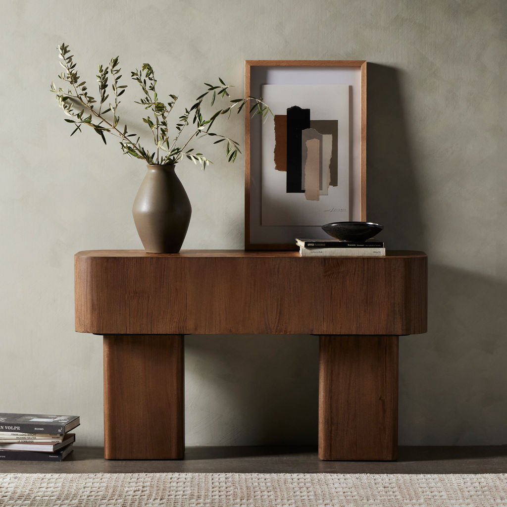 Blanco Console Table, Warm Umber Burl