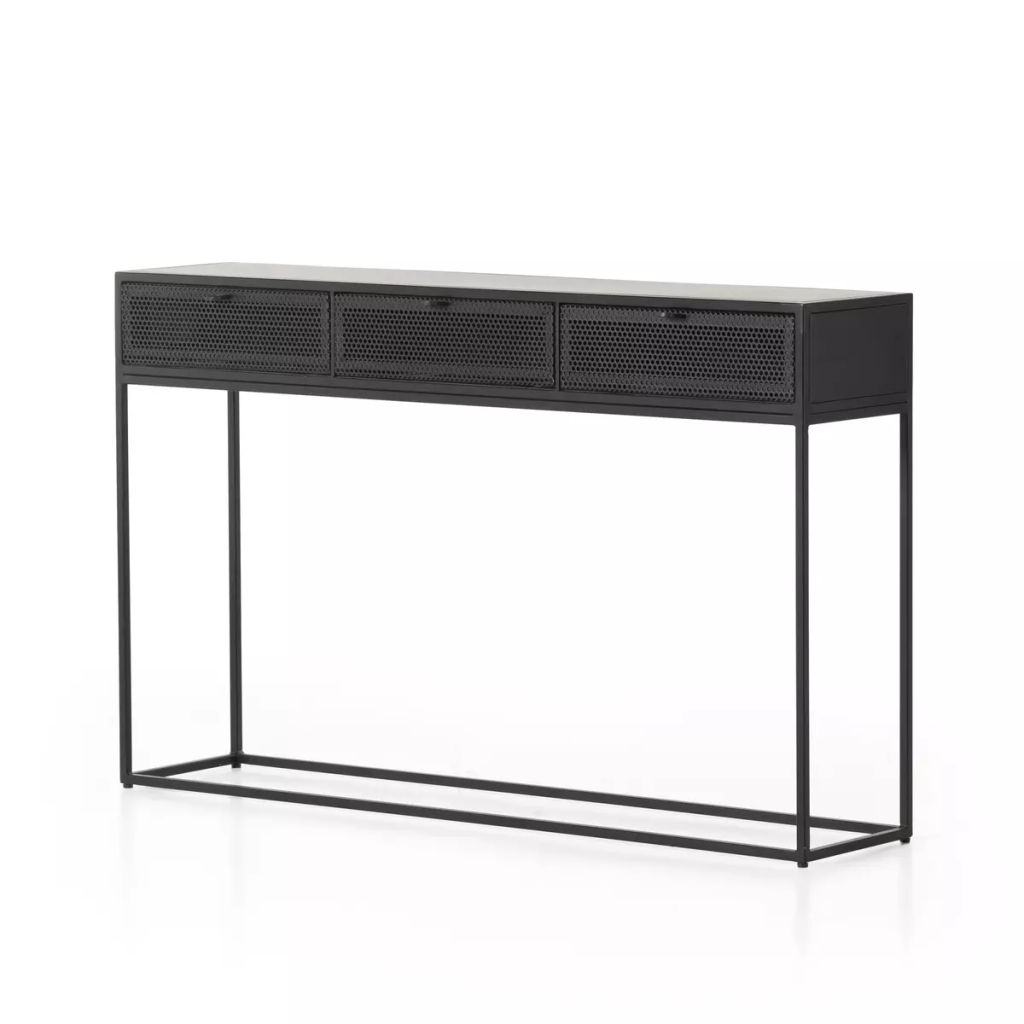 Modern Monochromatic Console Table, Black Finish