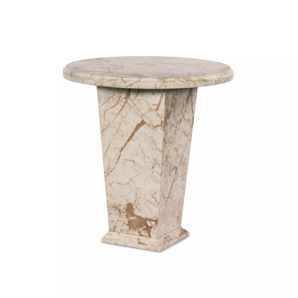 Preview image for Desert Taupe Marble Round Pedestal Accent Table 22 inch