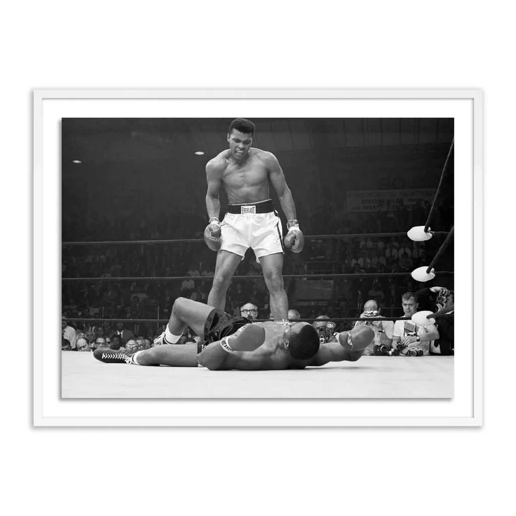 Muhammad Ali Taunting Sonny Liston By Getty Images 24" X 1.5" X 18", White 1.5 Maple