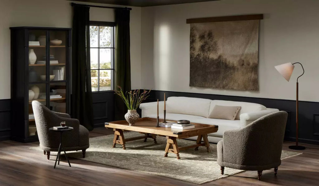Hillside Haze By Aileen Fitzgerald And Hanger 76" X 1.5" X 58", Light Oak