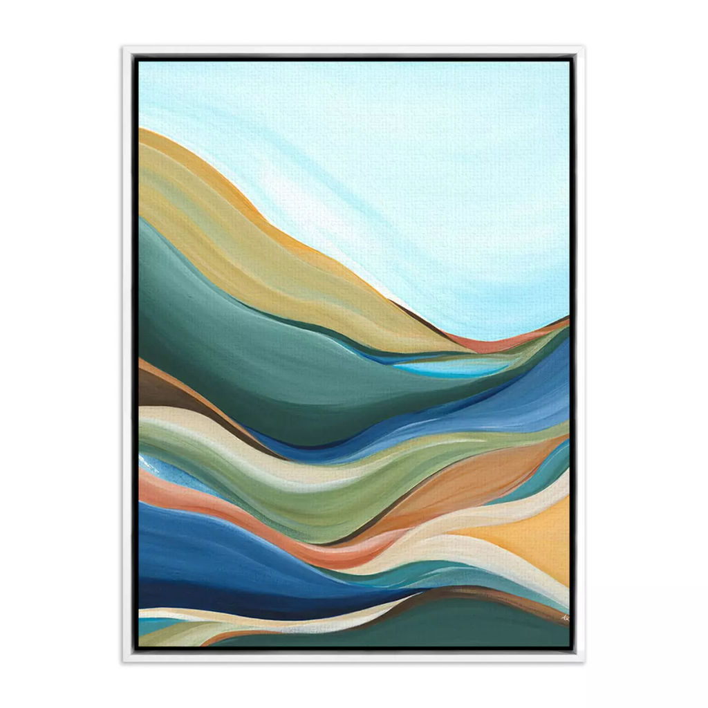 Trail To Teal Lake By Ahn Hee Strain 24" X 2" X 32", White Maple Floater