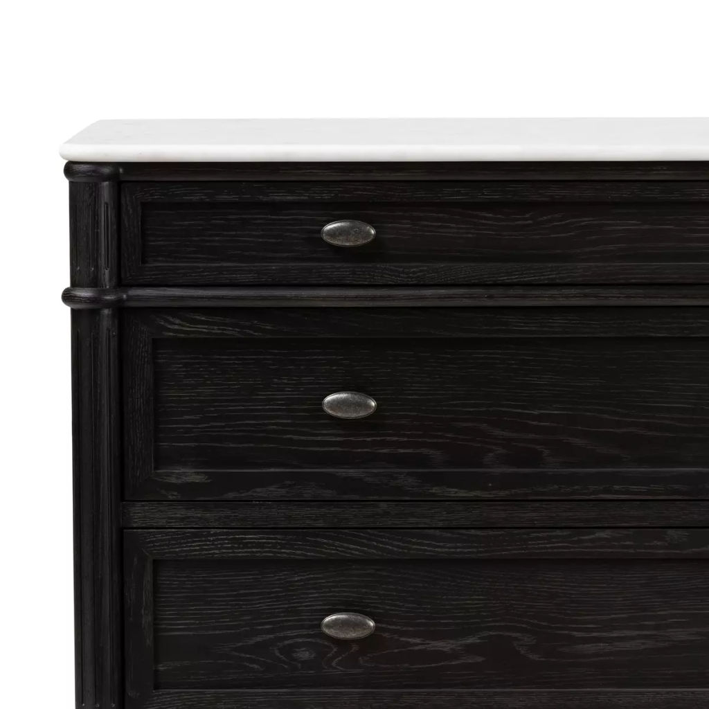 Toulouse Marble Chest 44" X 20" X 34.75", Distressed Black