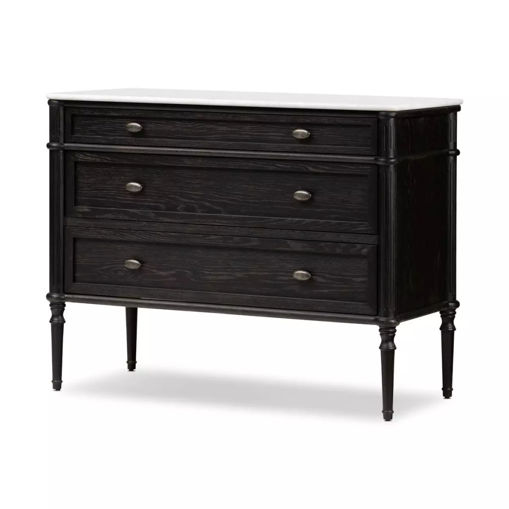 Toulouse Marble Chest 44" X 20" X 34.75", Distressed Black
