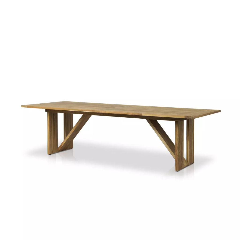 Enders Outdoor Dining Table 107.75" X 42" X 30", Natural Teak-Fsc