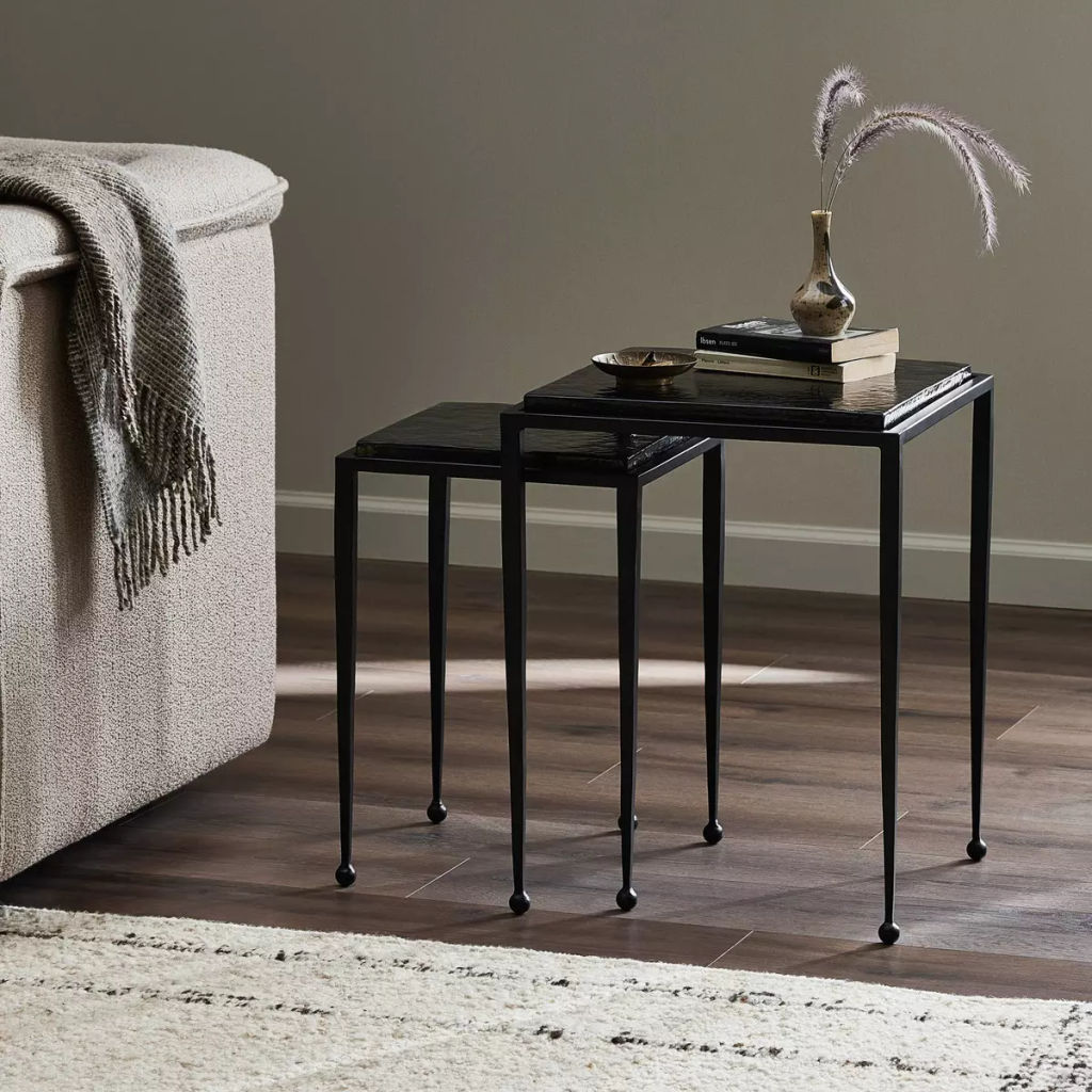 Smoked Cast Glass Nesting Table Set