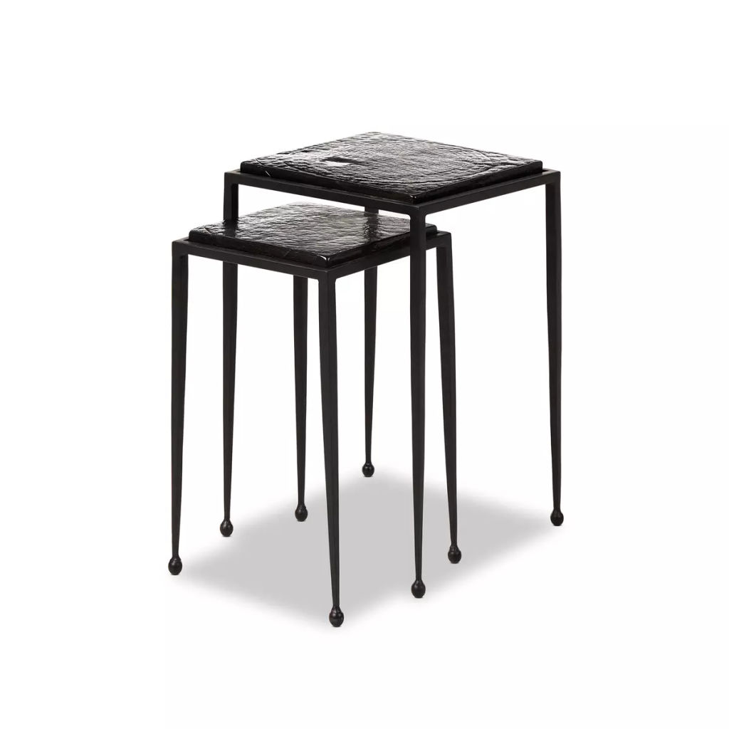 Smoked Cast Glass Nesting Table Set