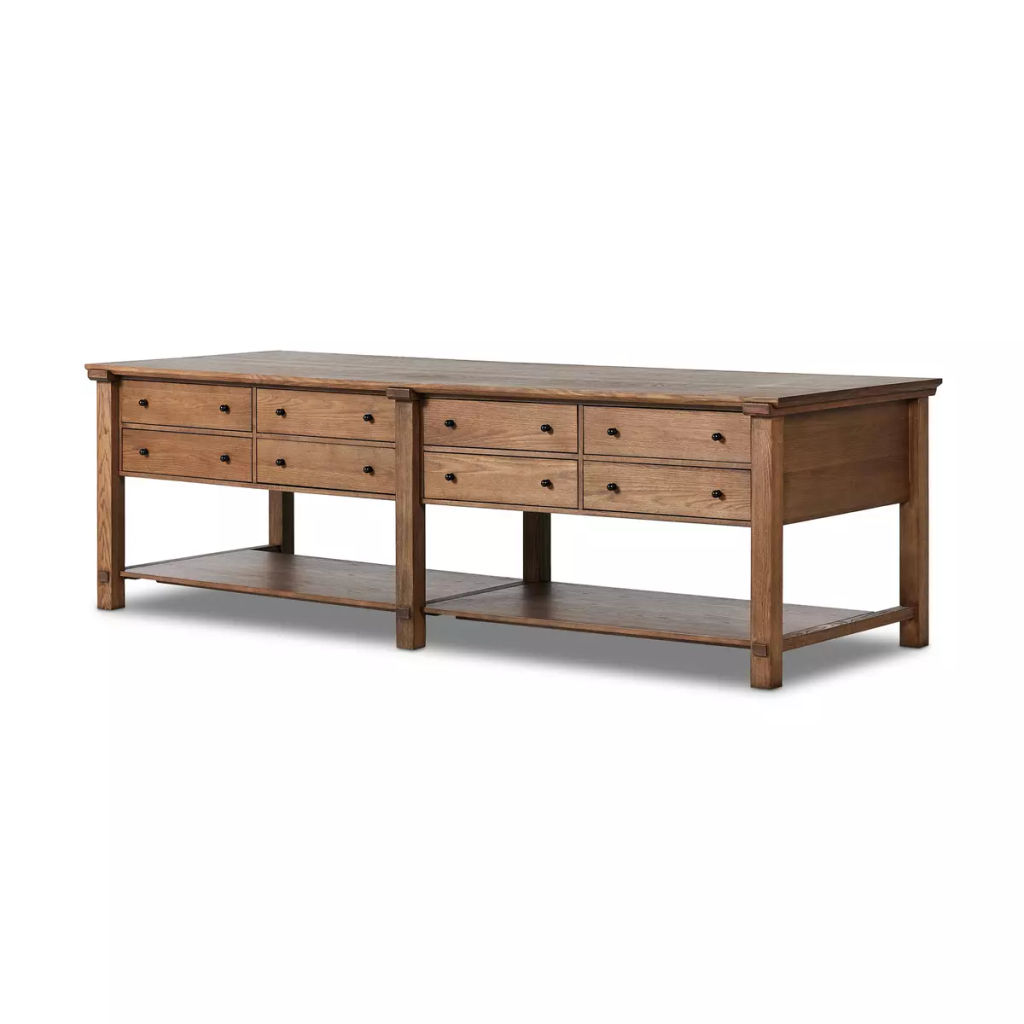 Preview image for Gardendale Kitchen Island 118" X 43.5" X 36", Tan Oak Veneer