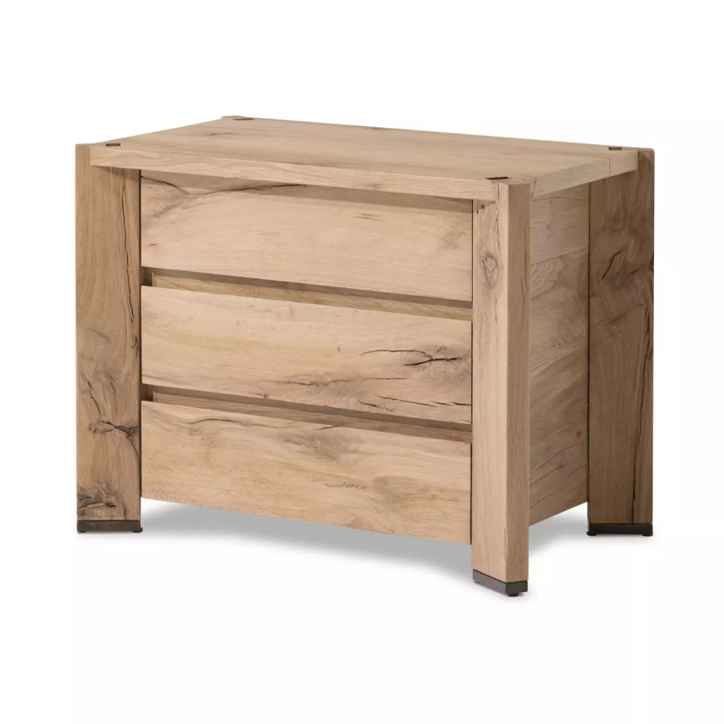 Cassio Nightstand 29.5" X 18" X 22.75", Natural Reclaimed French Oak