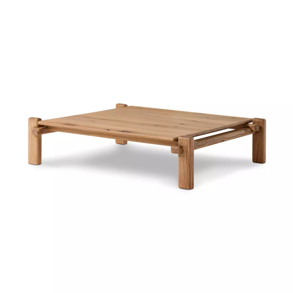 Preview image for Minimalist Low Profile Square Coffee Table Natural Reclaimed French Oak 54 inch