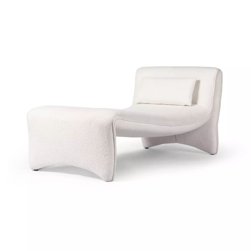 Contemporary Style Chaise Lounge, Cream