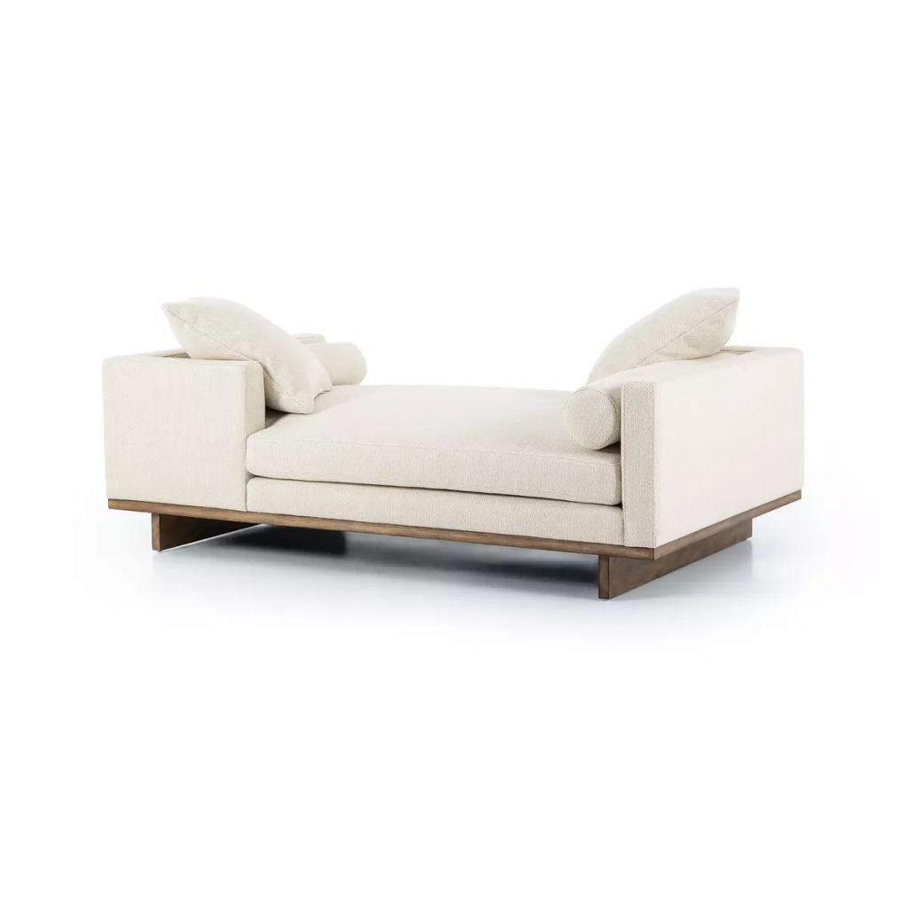Contemporary Chaise, Neutral Taupe and Cocoa Parawood Finish