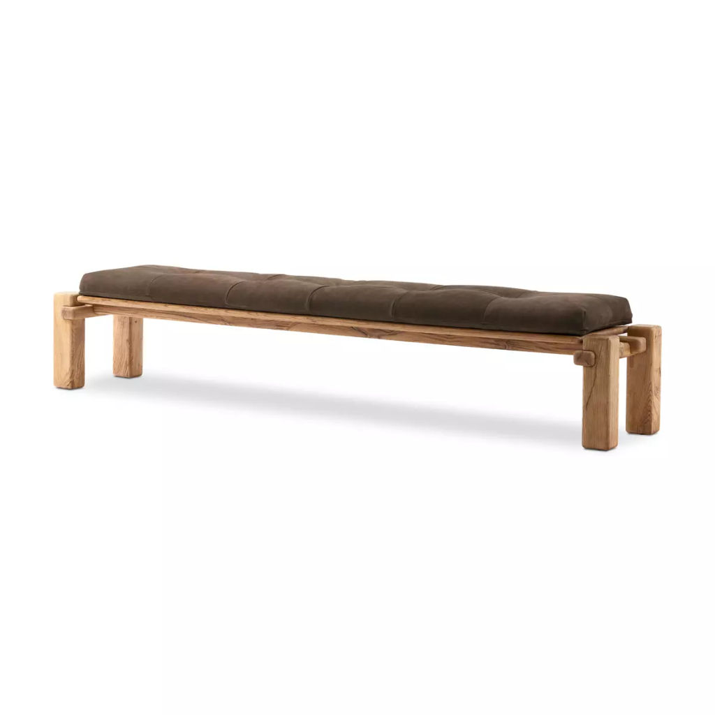 Marcia Accent Bench 94" X 19.75" X 18", Nubuck Cigar