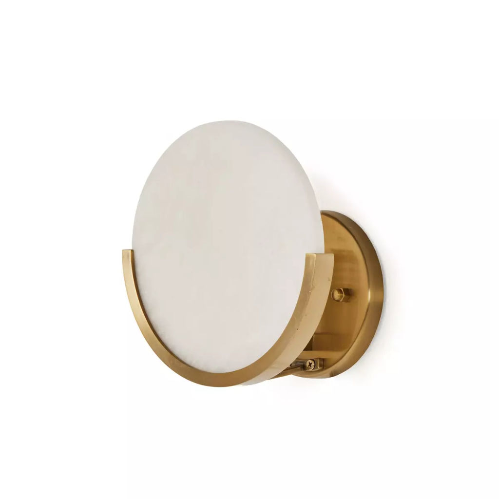 Alabaster Sconce, Brushed Brass