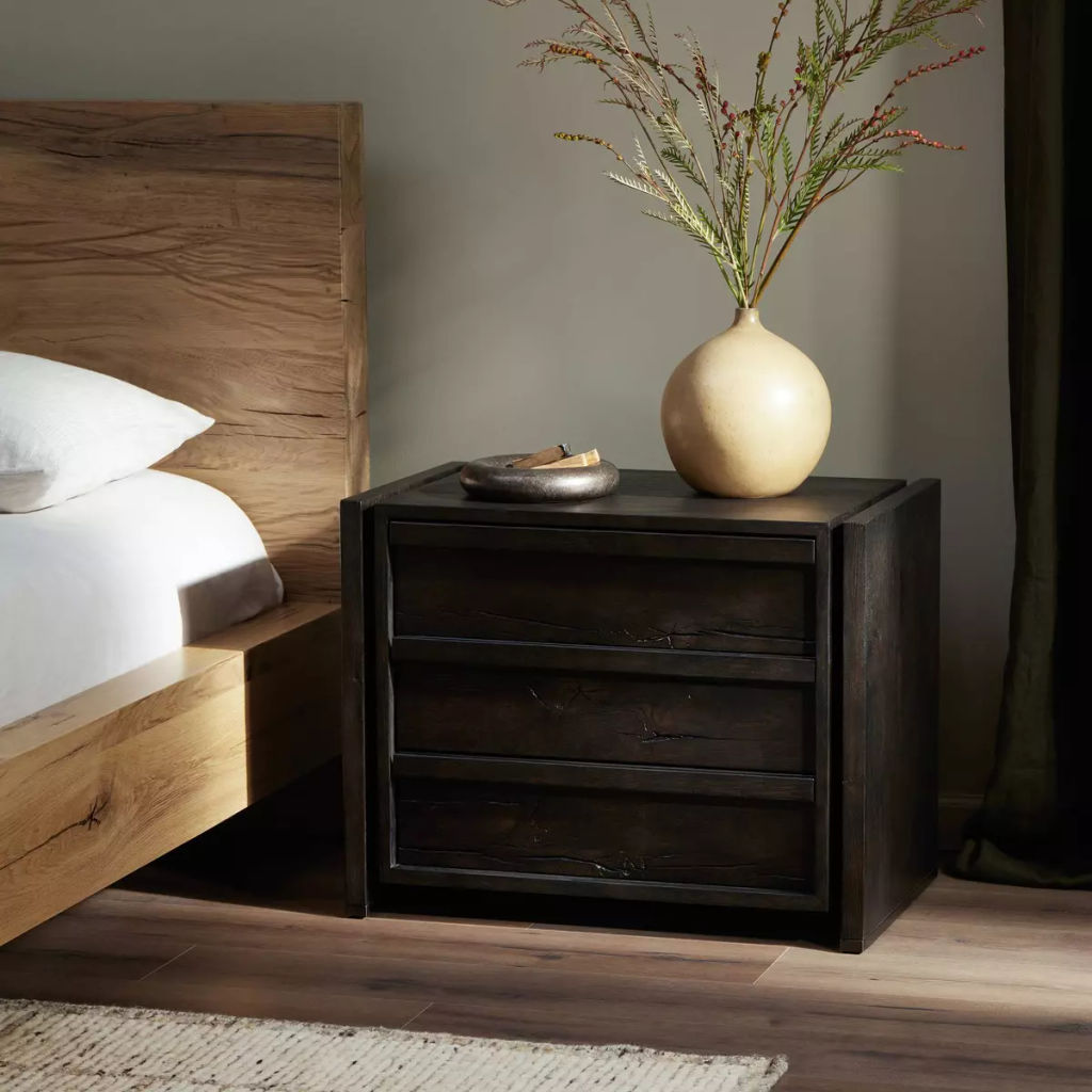 Alora Nightstand 29.5" X 18" X 22.75", Dark Espresso Reclaimed French Oak