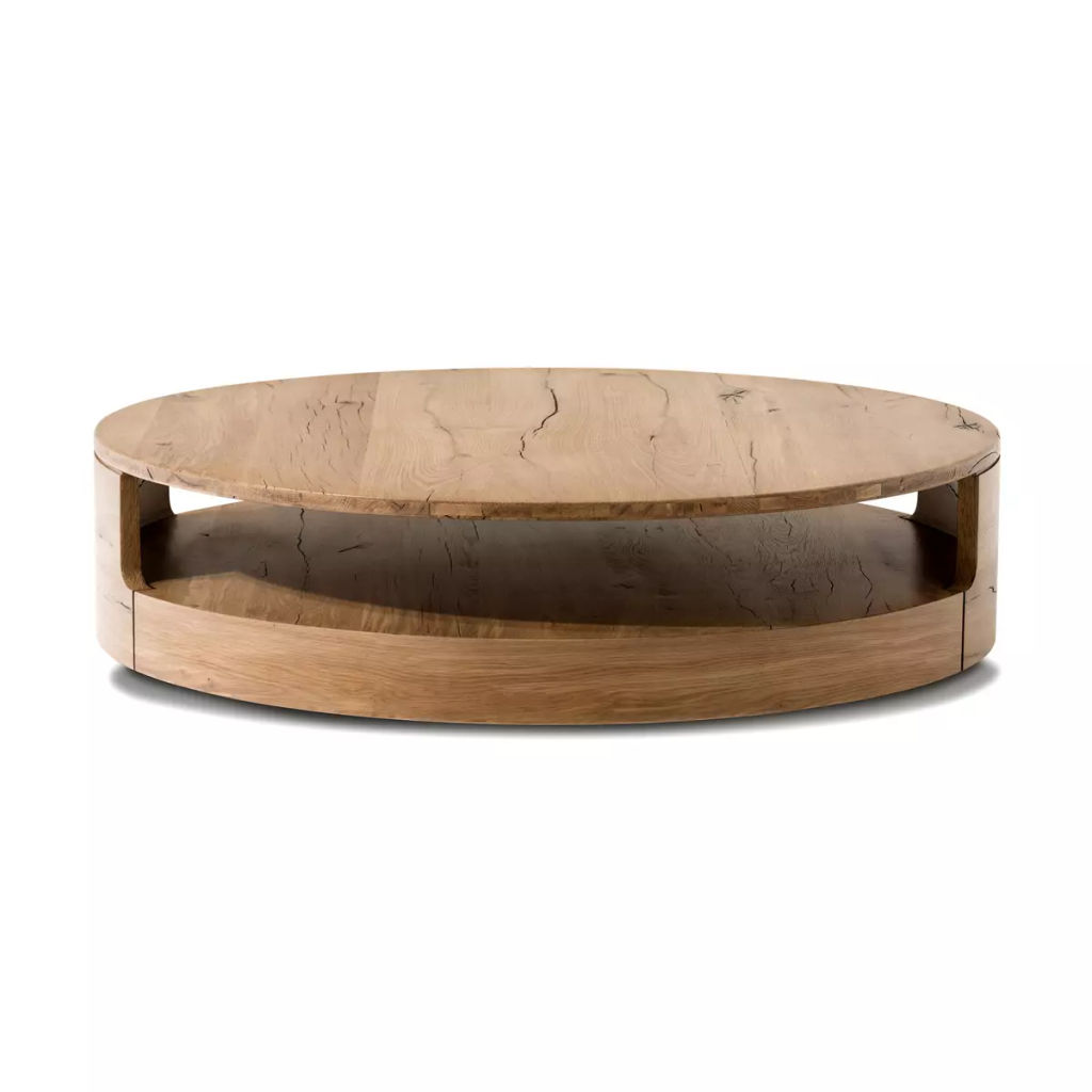 Matheus Coffee Table 55" X 55" X 13.75", Natural Reclaimed French Oak