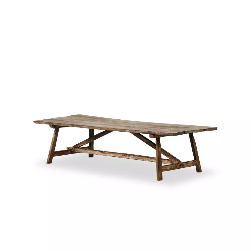 Preview image for Wabi Sabi Style Rectangle Coffee Table Burnt Bleached Solid Oak 70 inch