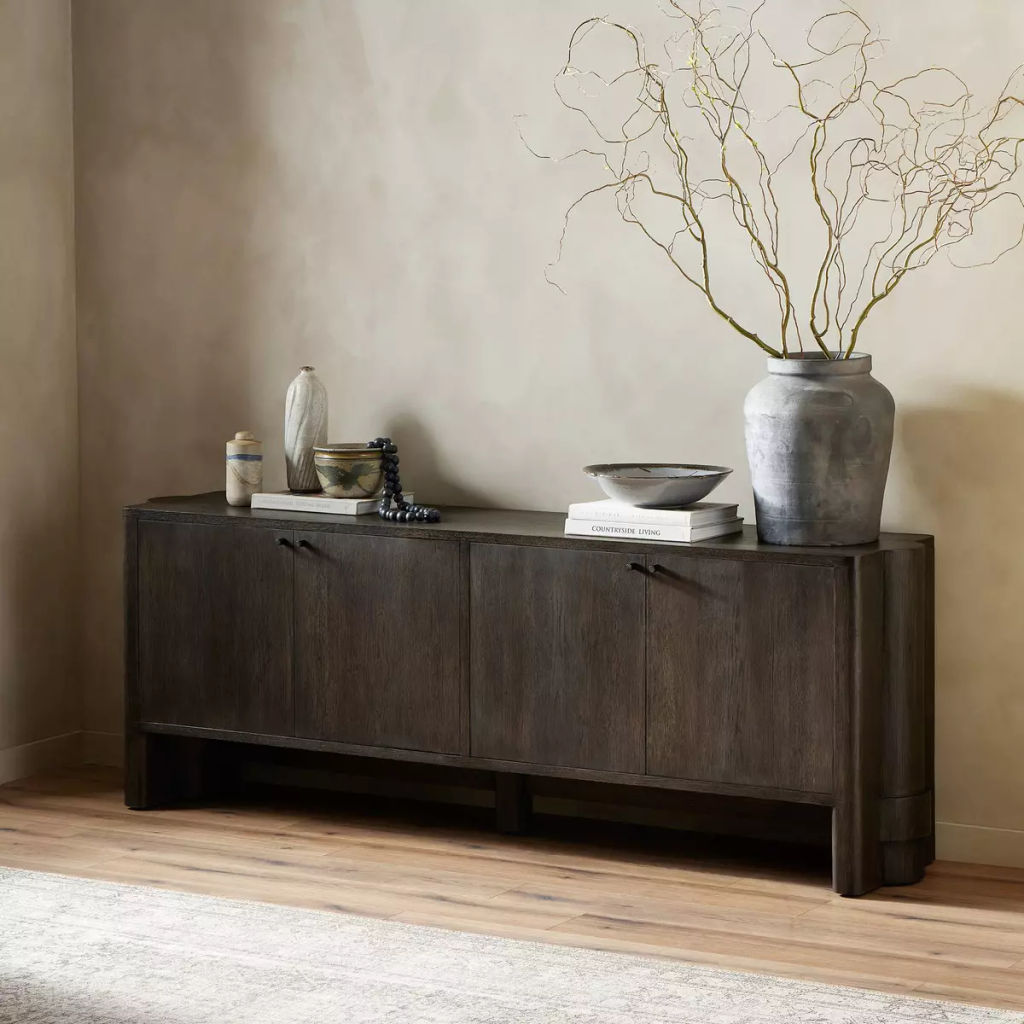 Sylvie Sideboard 89" X 18" X 31", Brushed Dark Brown
