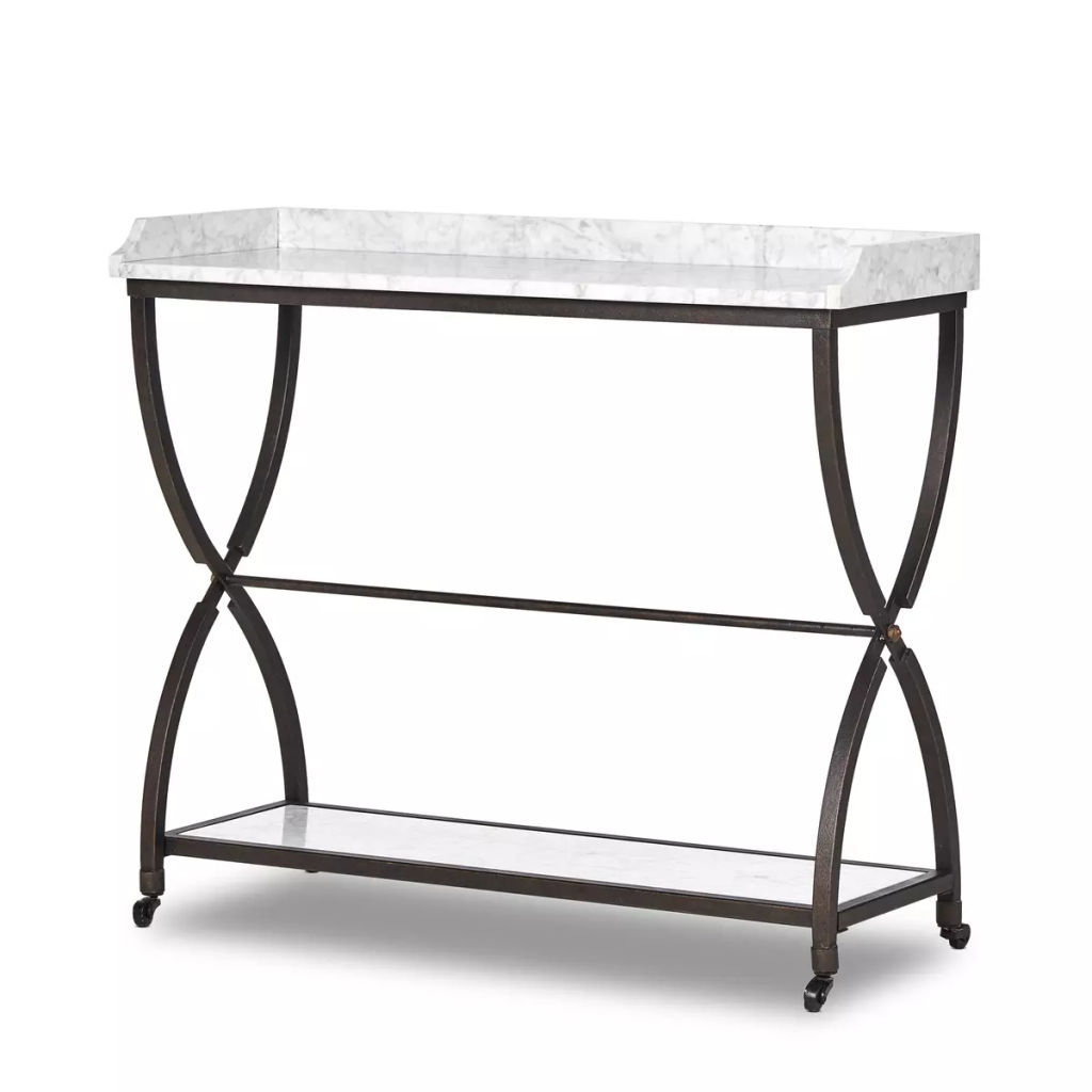 Six Beers Table 43" X 16.25" X 37.25", Honed White Marble