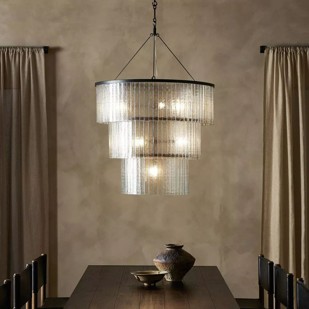 Large Chandelier 39" X 39" X 54", Antiqued Iron