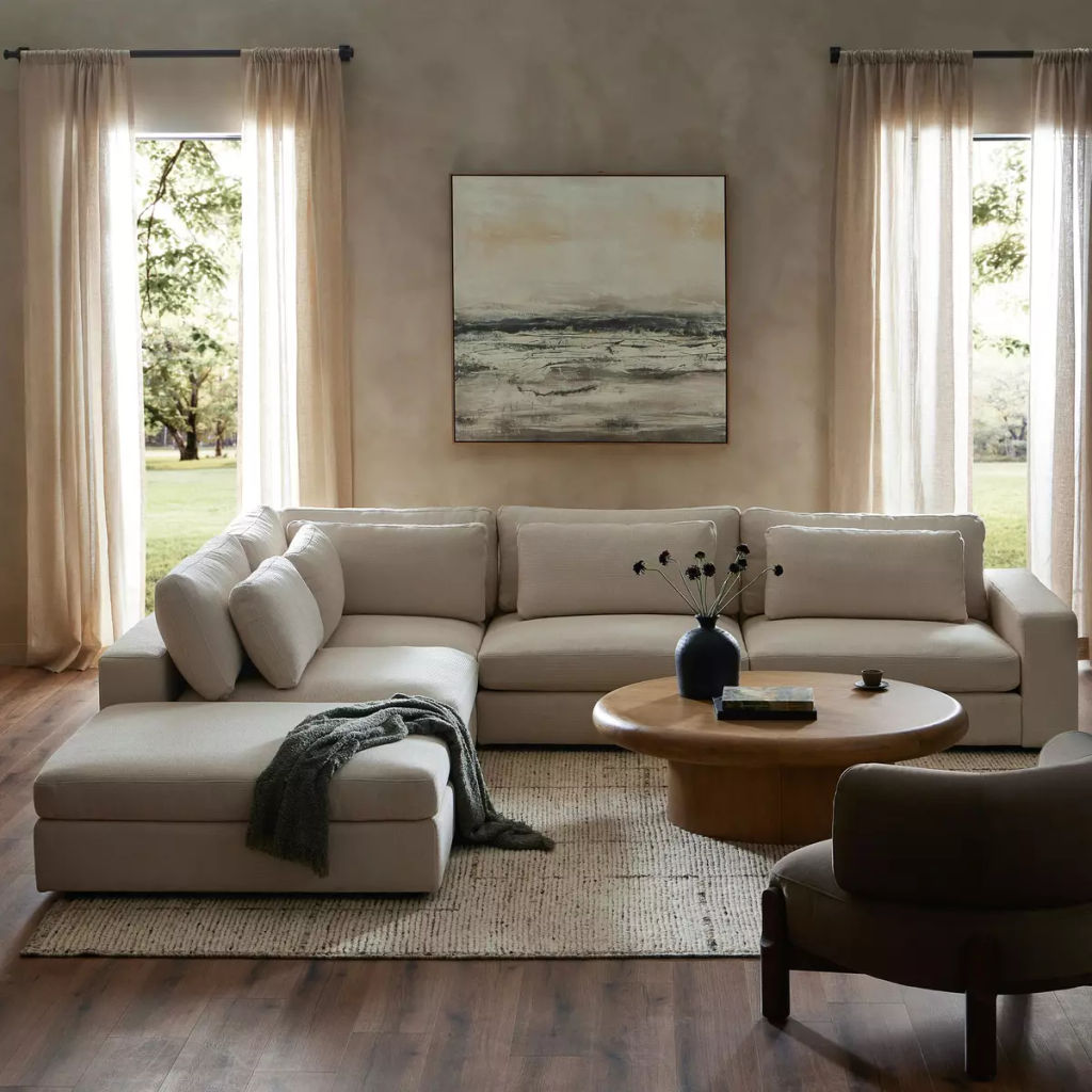 4-Piece Sectional Raf W/Ottoman, Sand