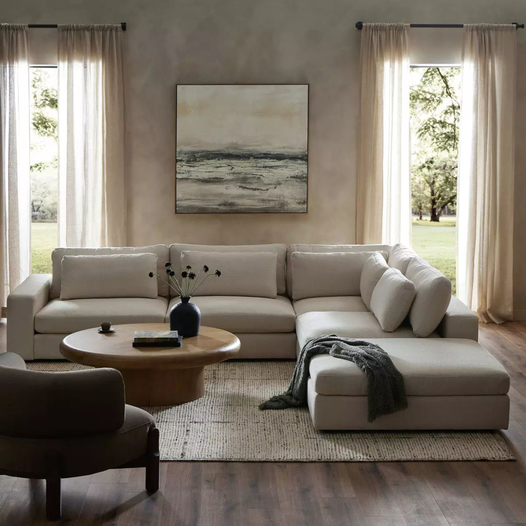 4-Piece Sectional W/Ottoman, Sand