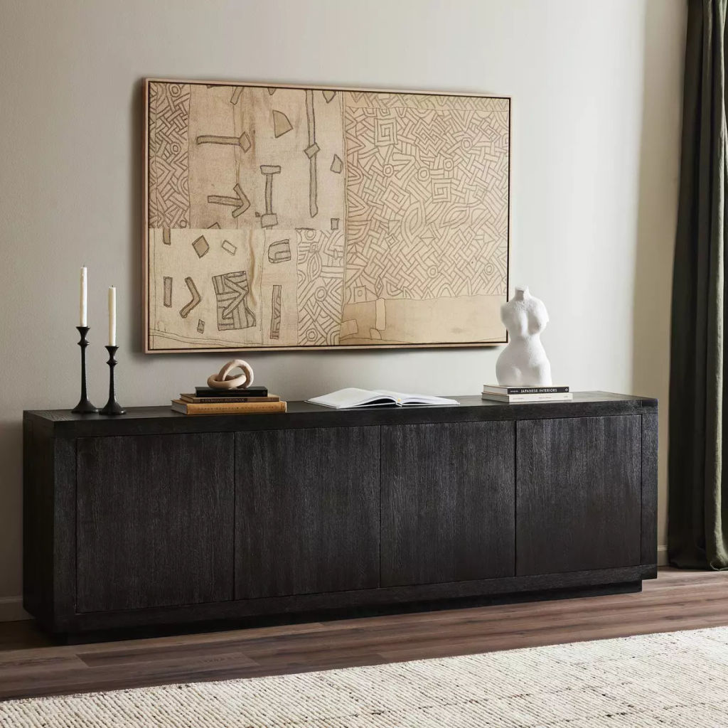 Sideboard 94" X 18" X 30",  Black Oak