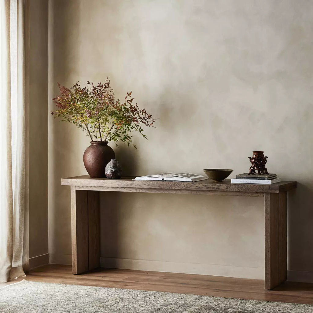 Warby Console Table 78" X 18" X 32.25", Worn Oak Veneer