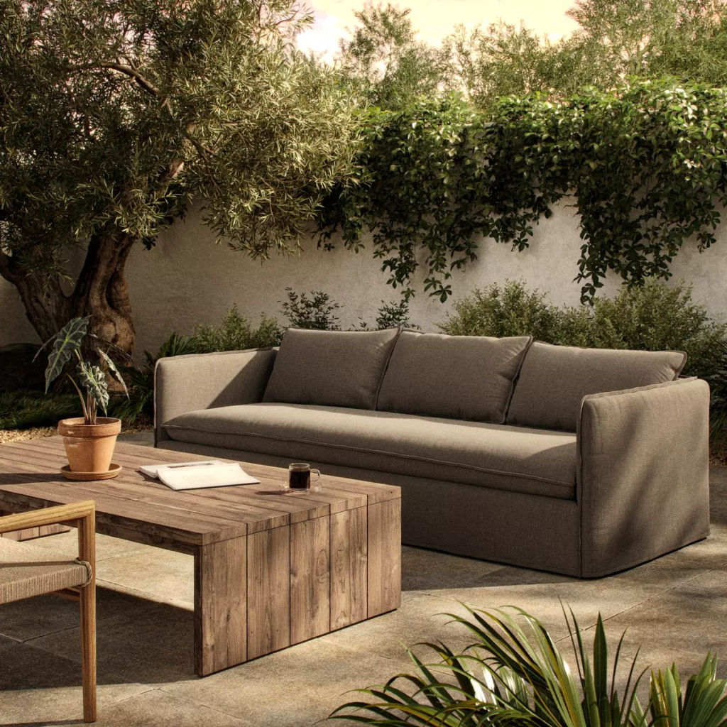 Andre Outdoor Sofa 96" X 37.75" X 31.5", Alessi Fawn