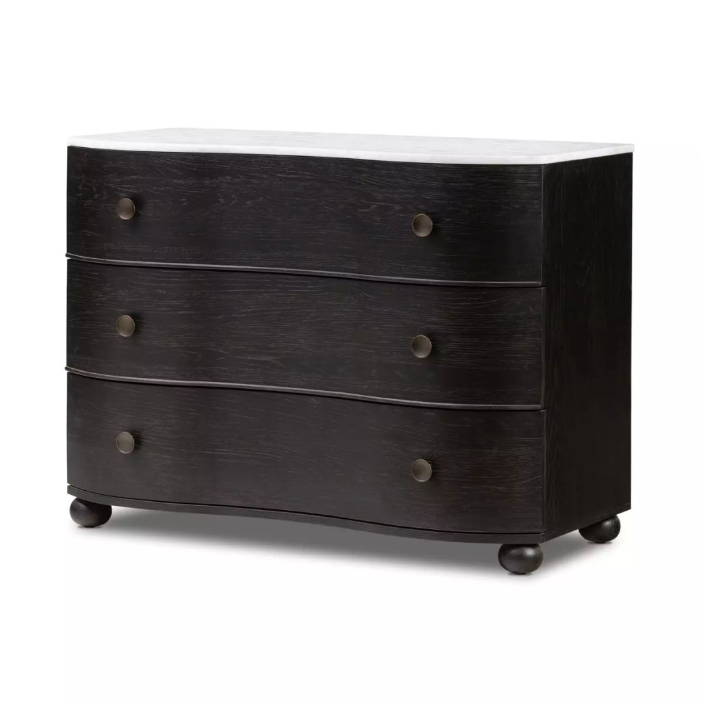 Preview image for Tiago Marble Chest 47.5" X 21.75" X 35.5", Distressed Black