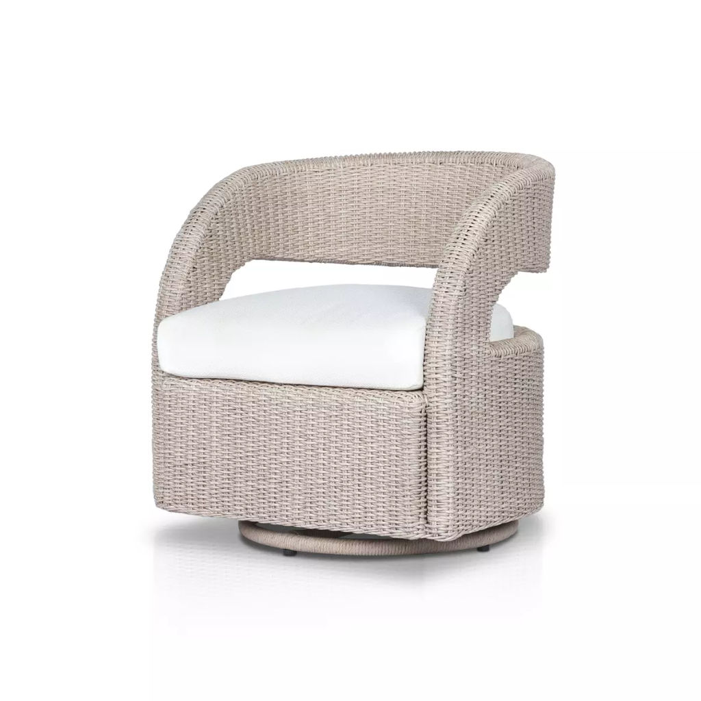 Preview image for Hawkins Outdoor Swivel Chair 27" X 27" X 29.25", Faye Cream And Vintage White