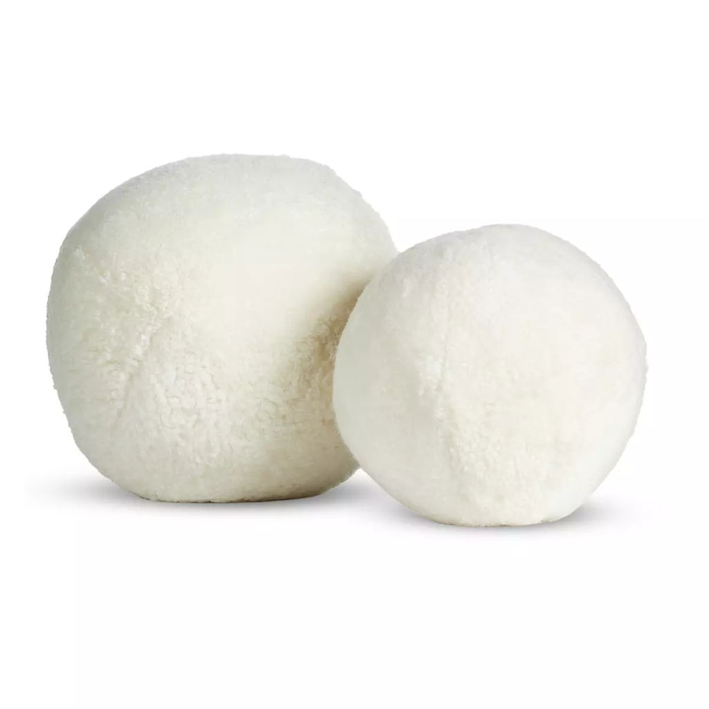 Balle Shearling Pillow Set 12" X 12" X 12", White Shorn Sheepskin