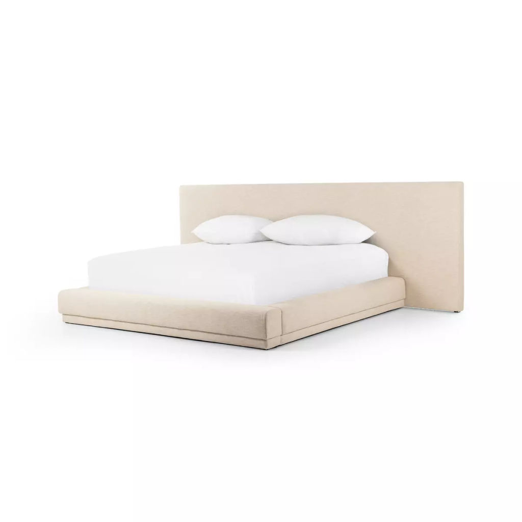 Martina Extra Wide King Bed 136.25" X 94" X 47.5", Bergamo Parchment