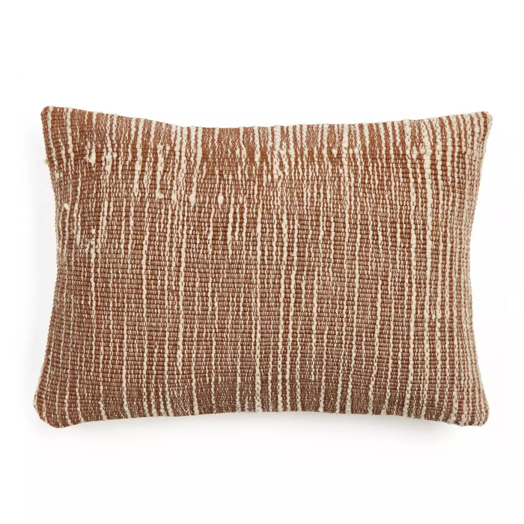 Preview image for Handwoven Stripe Wool Pillow 20" X 5" X 14", Natural Wool