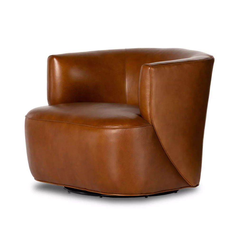 360-degree Swivel Chair, Leather in Riviera Cognac
