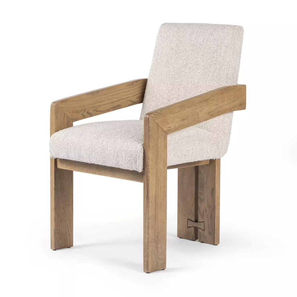 Preview image for Modern 3 Leg High Back Armchair Dining Chair Performance Fabric Solid Wood