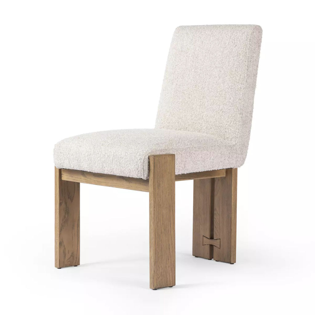 Preview image for Modern 3 Leg High Back Armless Dining Chair Performance Fabric Solid Wood