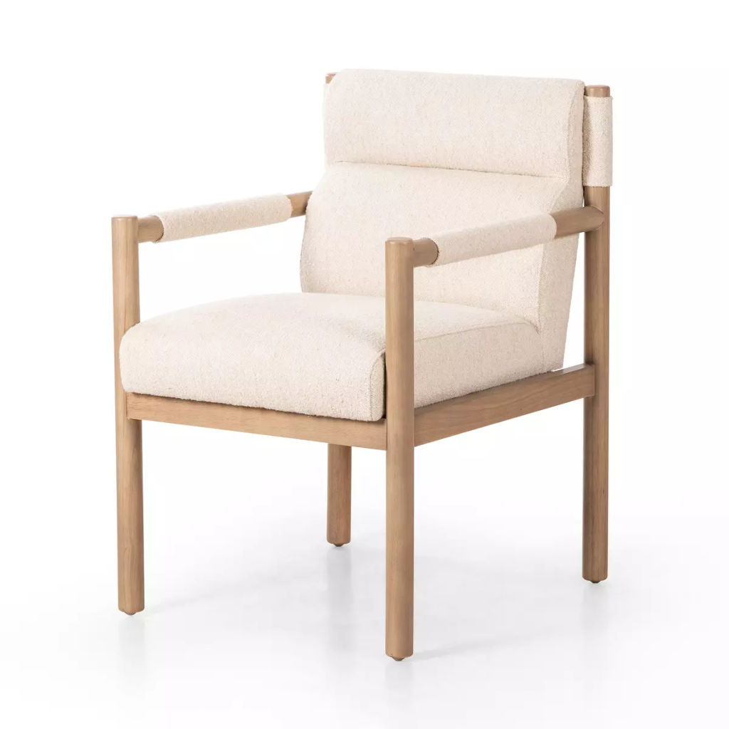 Parawood Channeled Dining Armchair, Oatmeal High Performance