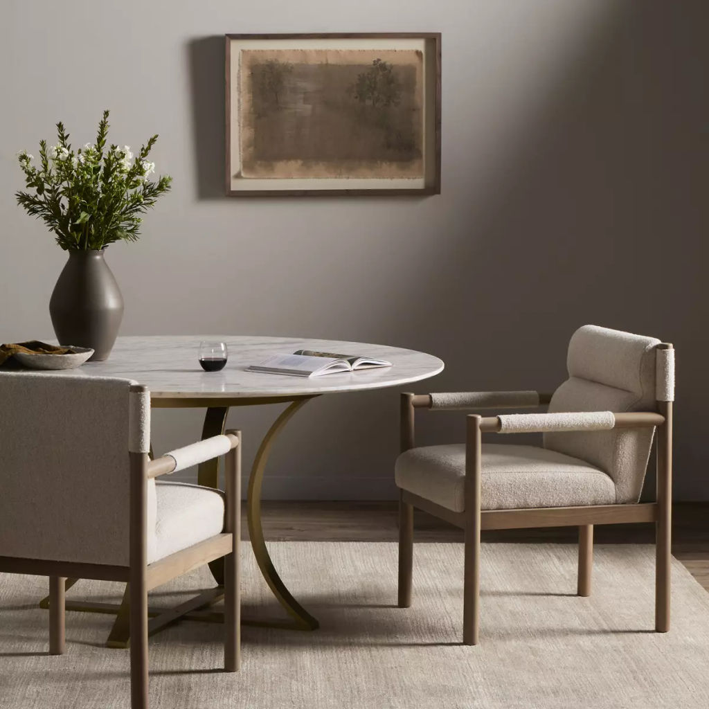 Parawood Channeled Dining Armchair, Oatmeal High Performance