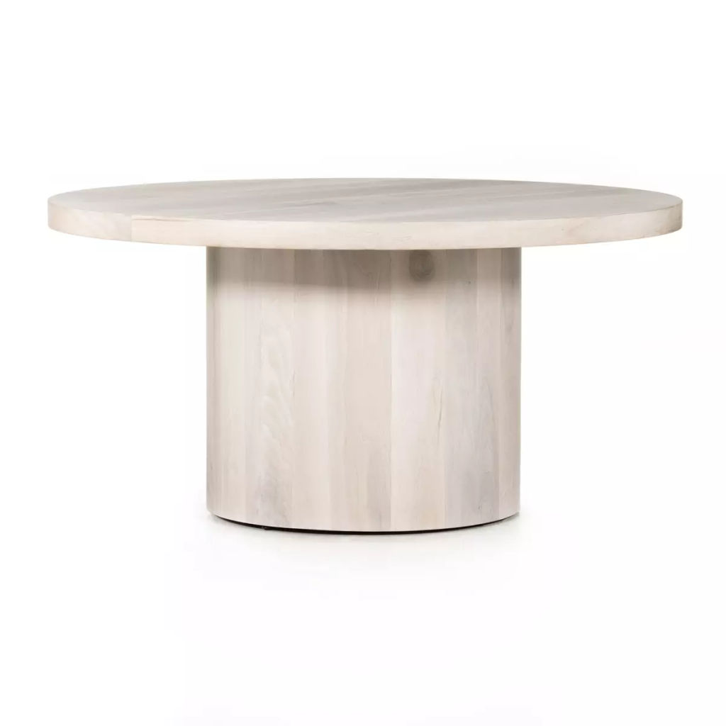 Preview image for Sun Bleached Round Pedestal Dining Table Natural Yukas Wood and Ashen Walnut Veneer 60 inch