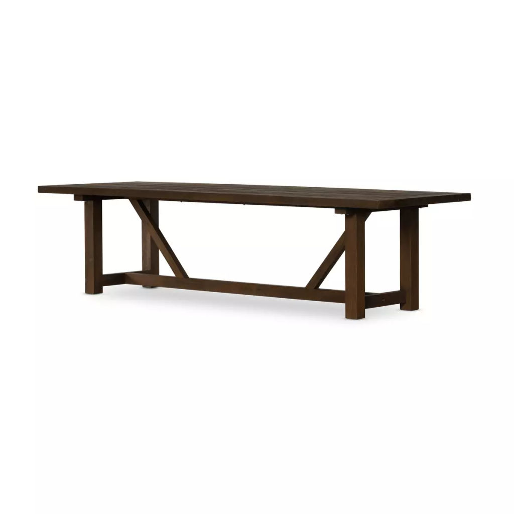 Stewart Outdoor Dining Table 118", Stained Heritage Brown-Fsc
