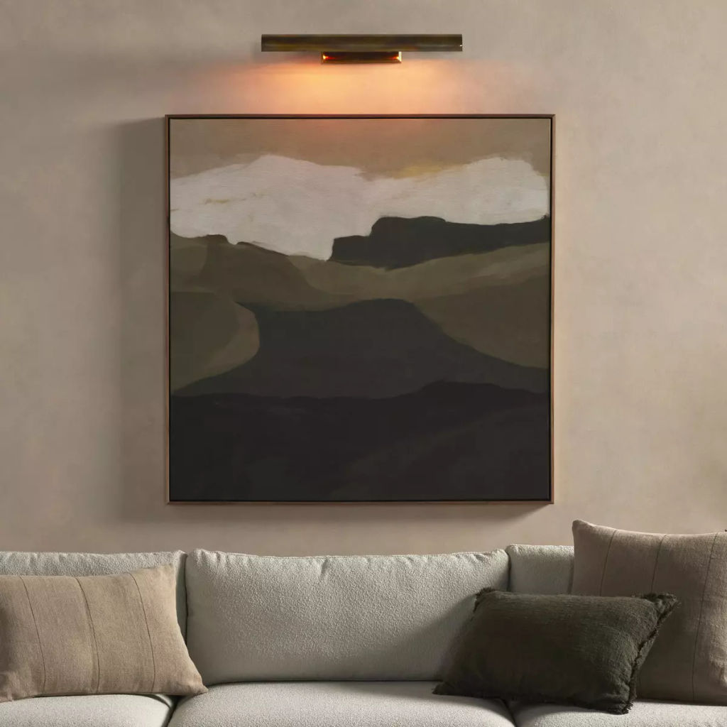 Clement Wide Picture Light, Burnt Brass