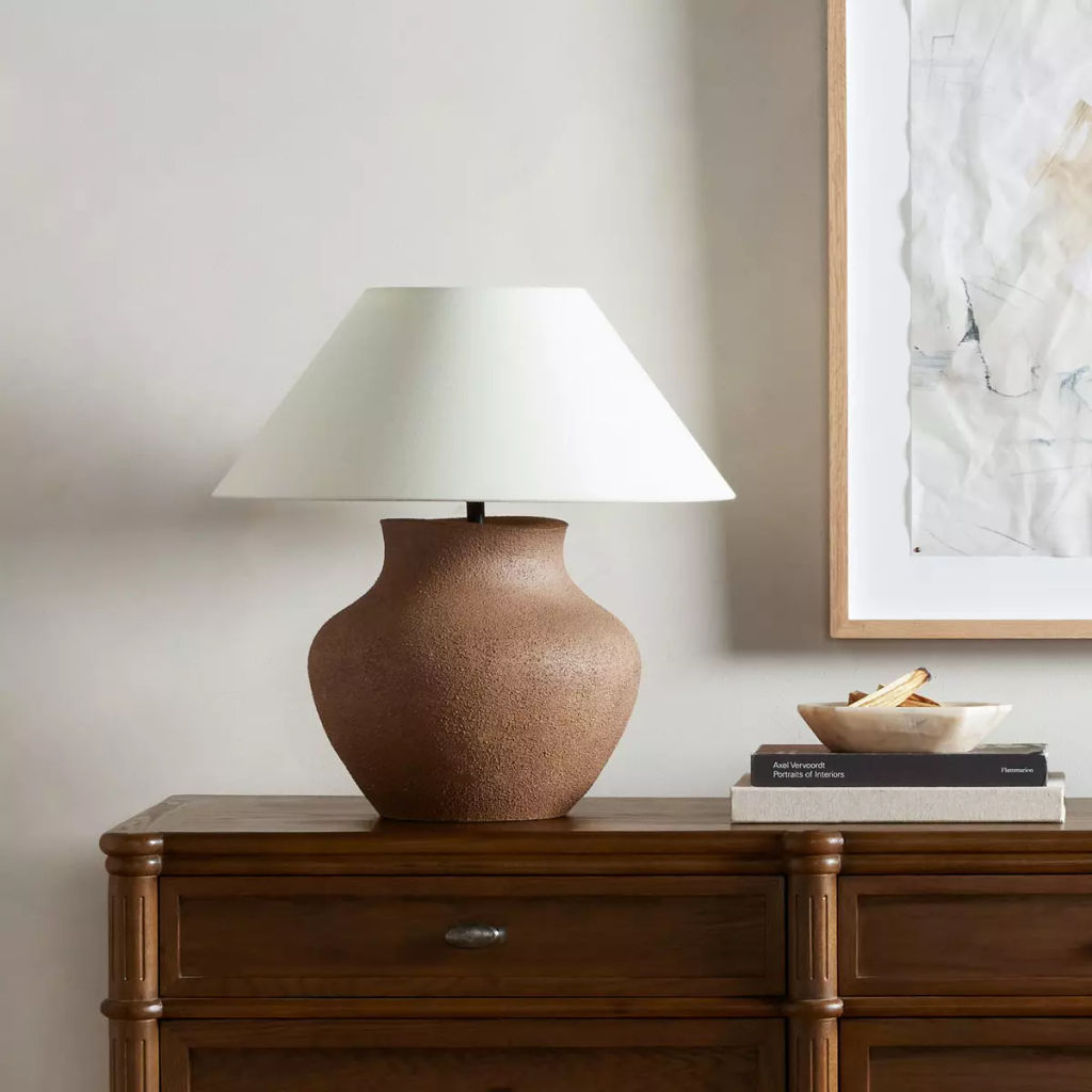 Parma Ceramic Table Lamp, Textured Dark Sand Porcelain