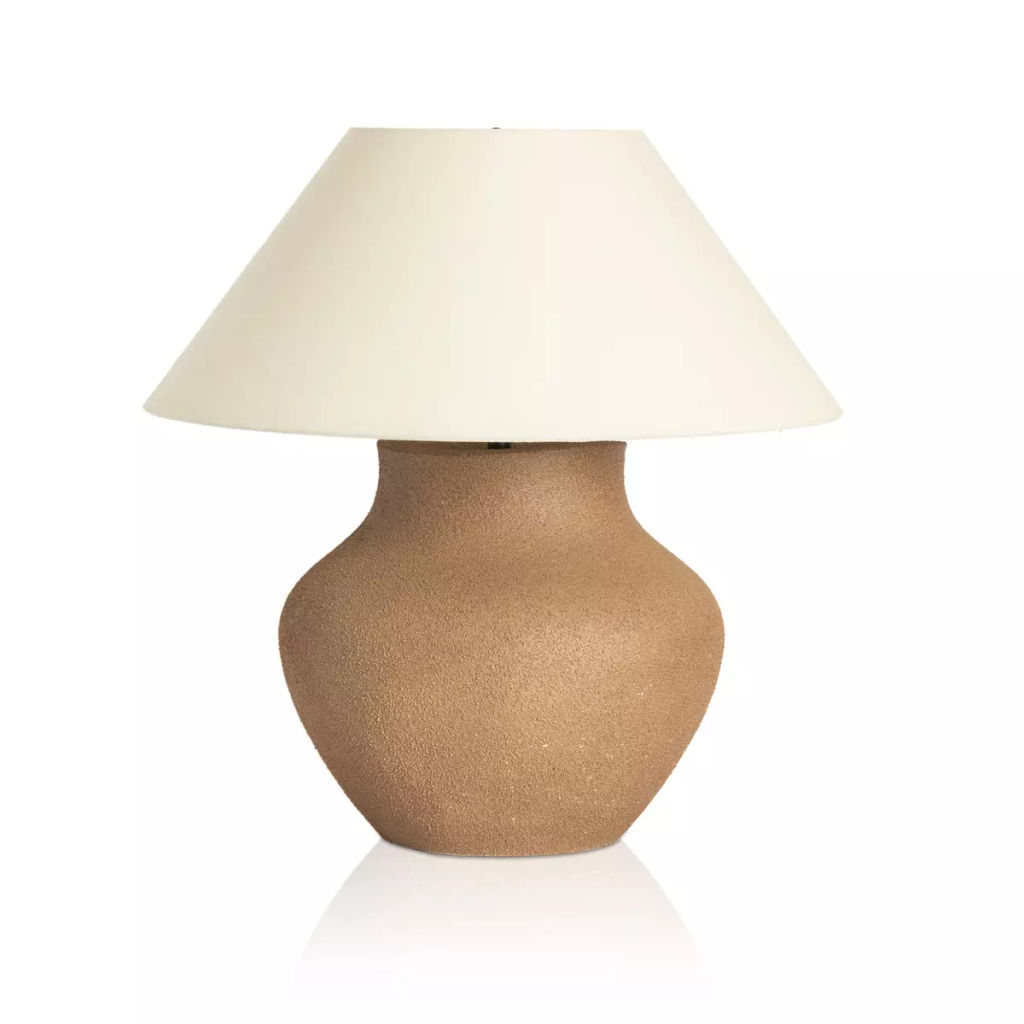 Parma Ceramic Table Lamp, Textured Dark Sand Porcelain
