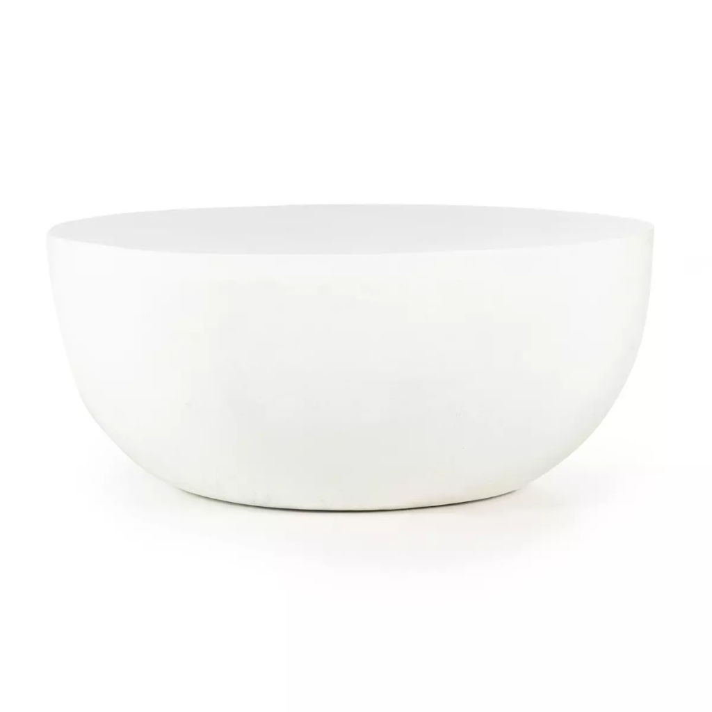 Basil Outdoor Round Coffee Table 36", Matte White Cast Aluminum