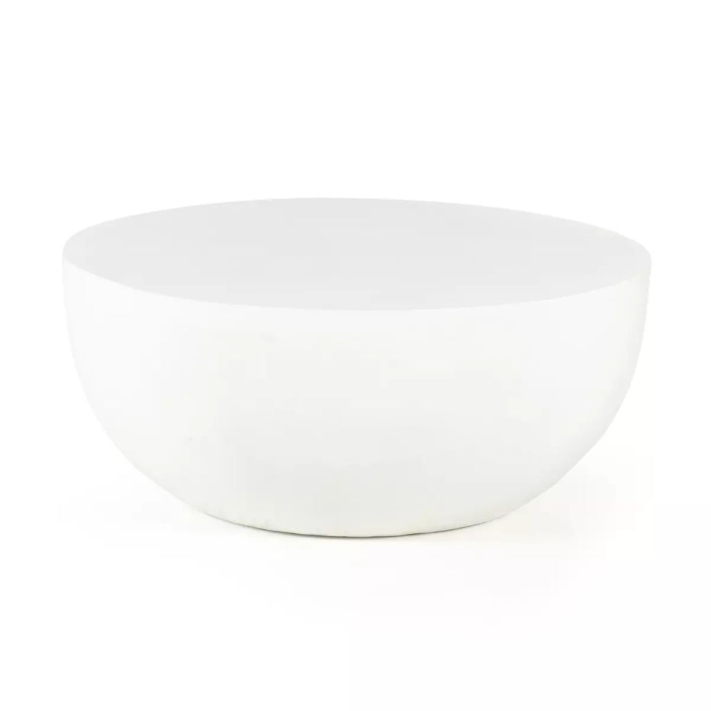 Basil Outdoor Round Coffee Table 36", Matte White Cast Aluminum