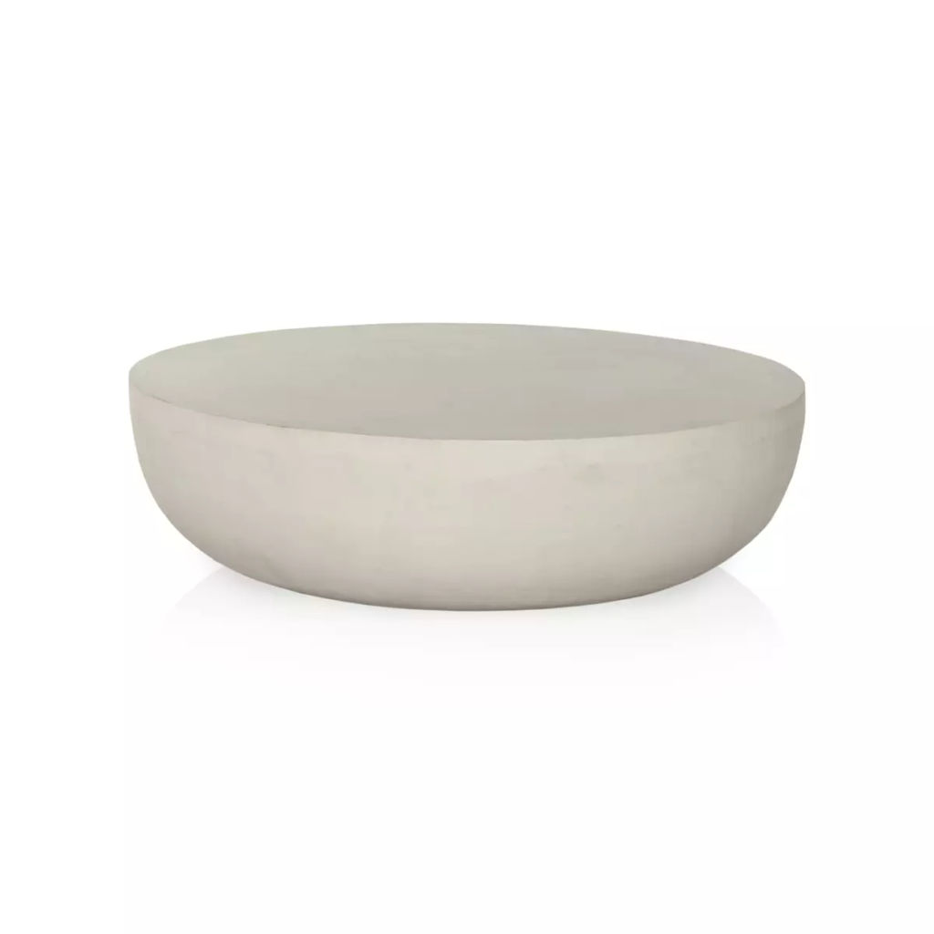 Outdoor Round Coffee Table 48", Matte White Cast Aluminum