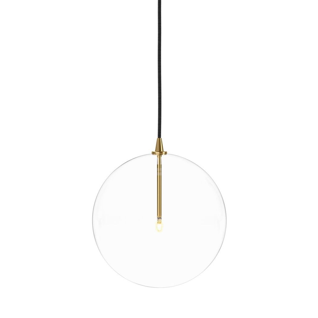 Glass Globe Pendant 11.75" X 11.75", Burnished Brass